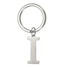 Initial Letter Keychain, Men Women A-Z Key Ring, Silver Letter I
