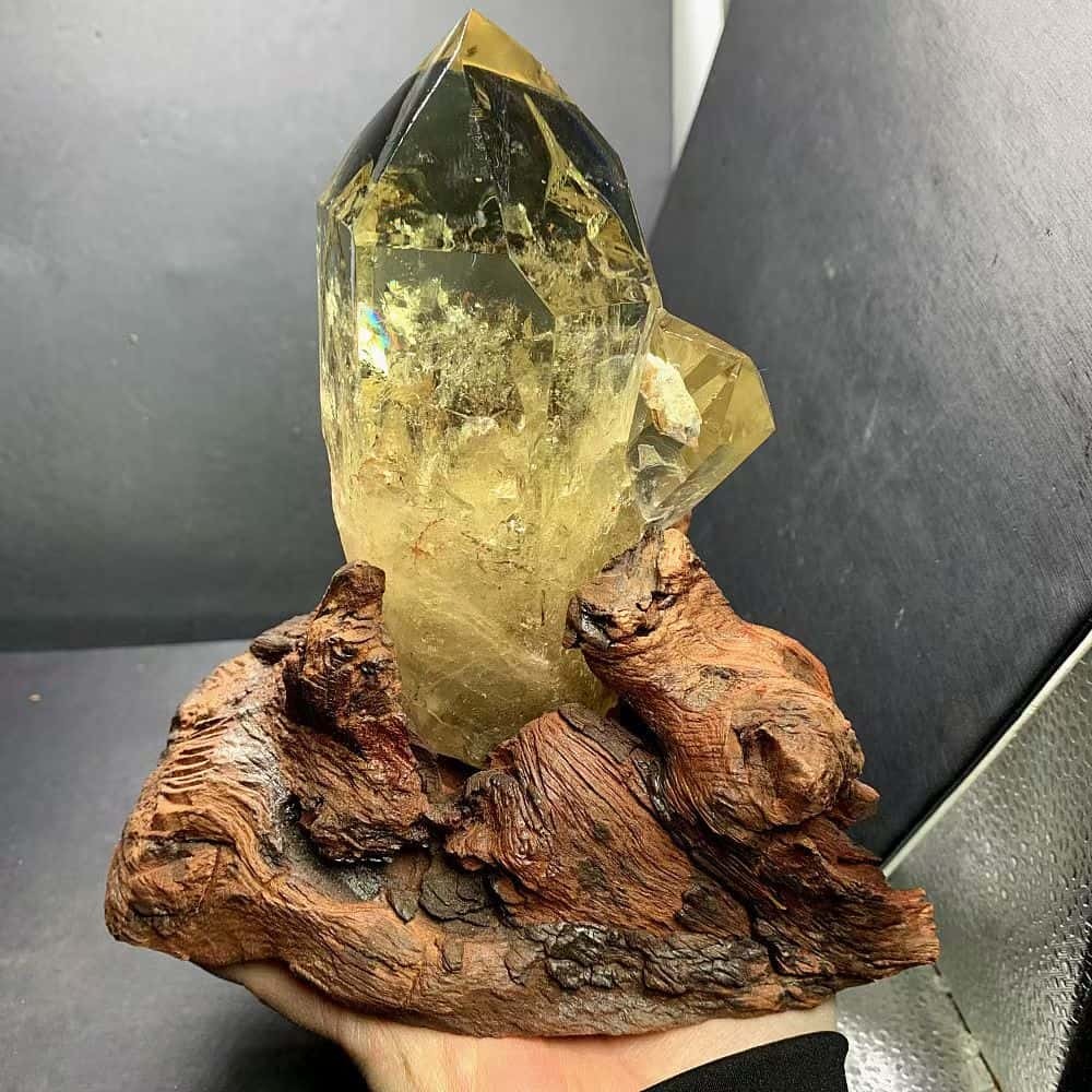 2.83LB Natural Citrine Quartz Obelisk Point Crystal Tower Healing energy + STAND