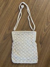 Vintage 1960's ADG Fashion Imports Hong Kong Crochet Purse w/Adjustable Strap