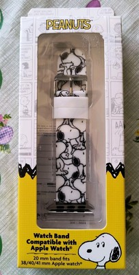 PEANUTS SNOOPY 20mm WATCH BAND Fits 38-40-41mm Apple Watch Black & White NIB