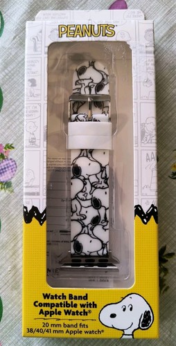 PEANUTS SNOOPY 20mm WATCH BAND Fits 38-40-41mm Apple Watch Black & White NIB - 第 1/8 張圖片