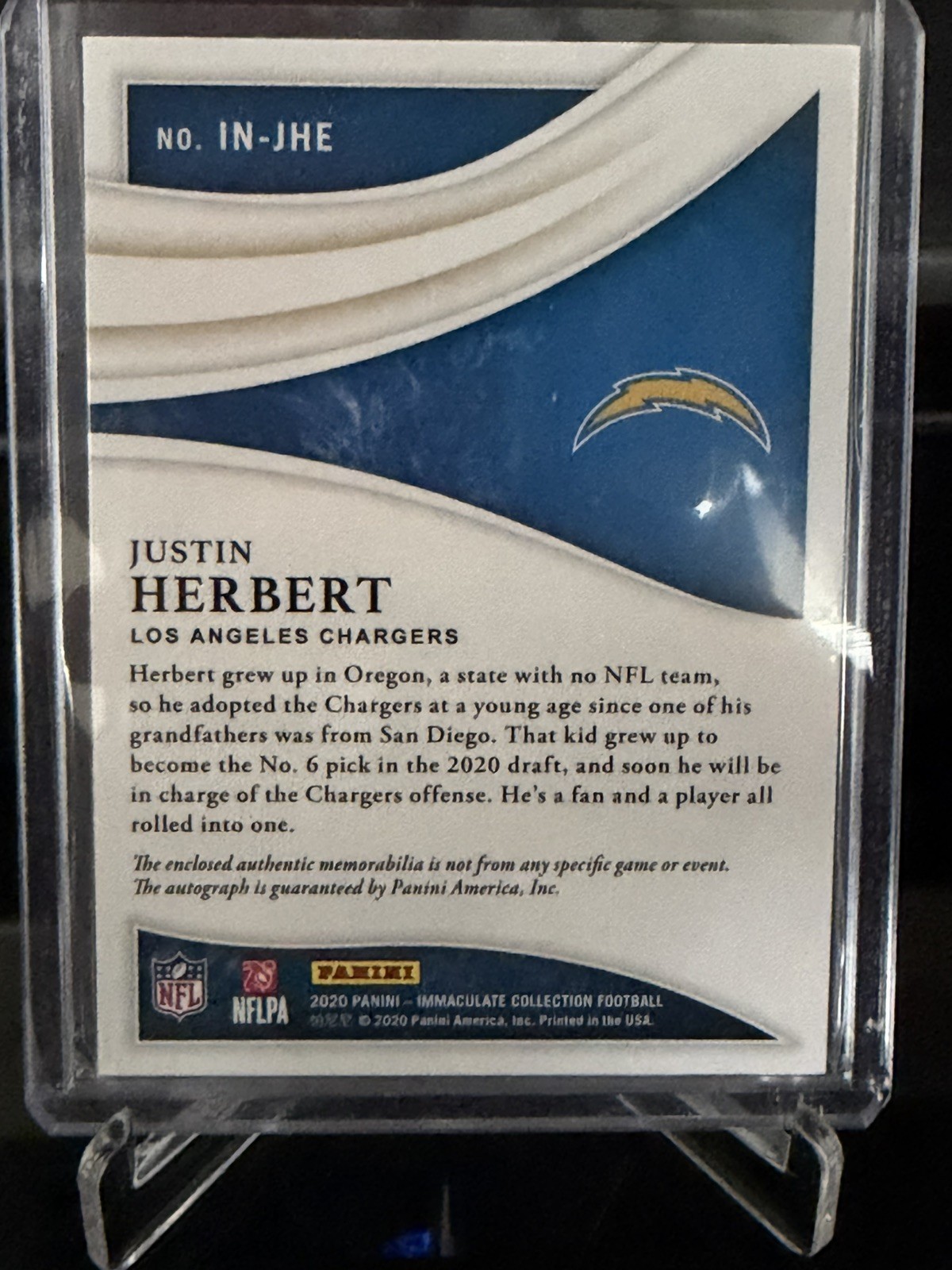 2020 Immaculate Justin Herbert RPA Numbers FOTL Patch Auto Rookie Rc #IN-JHE /14 view 6