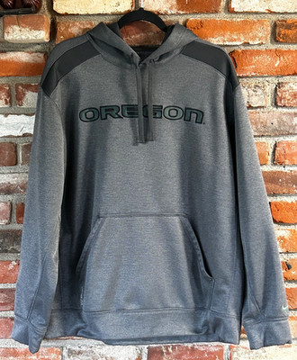 NIKE Therma-Fit OREGON Hooded Sweatshirt Mens XL Gray w/ Green Letters EXC!