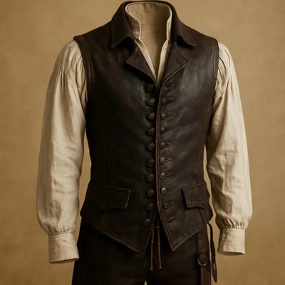 Captain Jack Sparrow Leather Pirate Vest Steampunk Waistcoat Renaissance Costume