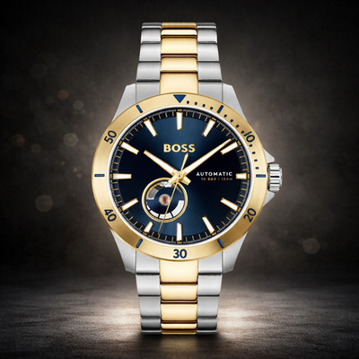BOSS Troper Automatic Men s Watch 43mm Two-Tone Stainless Steel Blue Dial 100m