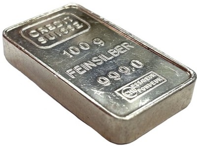 CREDIT SUISSE SWITZERLAND 100 GRAMS FEINSILBER .9990 FINE SILVER