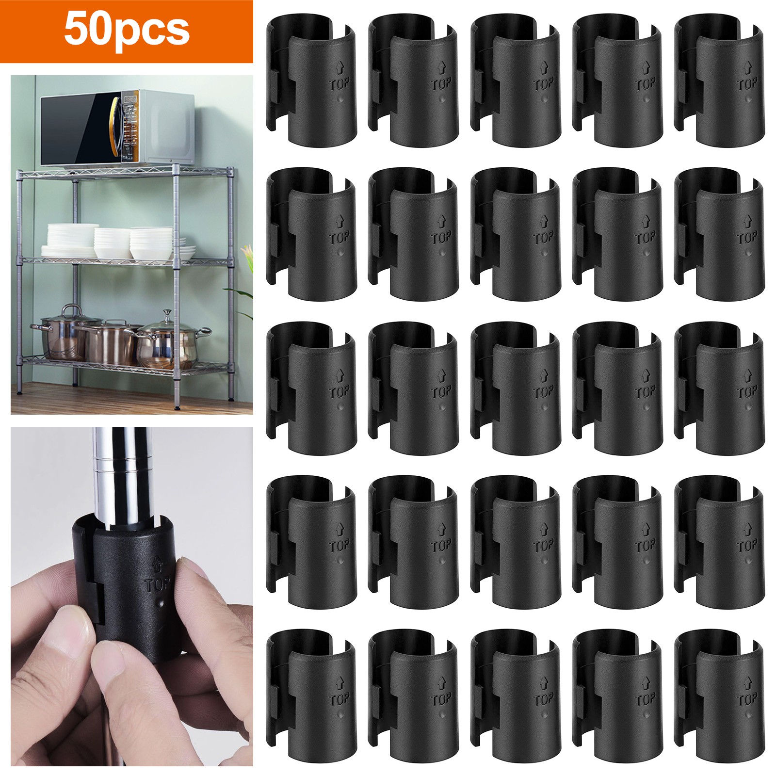 50x Wire Shelf Clips Lock Split Sleeves 1" Post Shelving Rack Replacement Parts