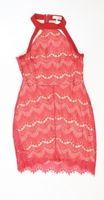In the Style Damen rot Geometrisches Polyester Bodycon Größe 14 Rundhals Reißverschluss