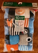 Wonder Nation Boys Multi Color Cotton Briefs Size 2T-3T - New 10 Count Sku EU5
