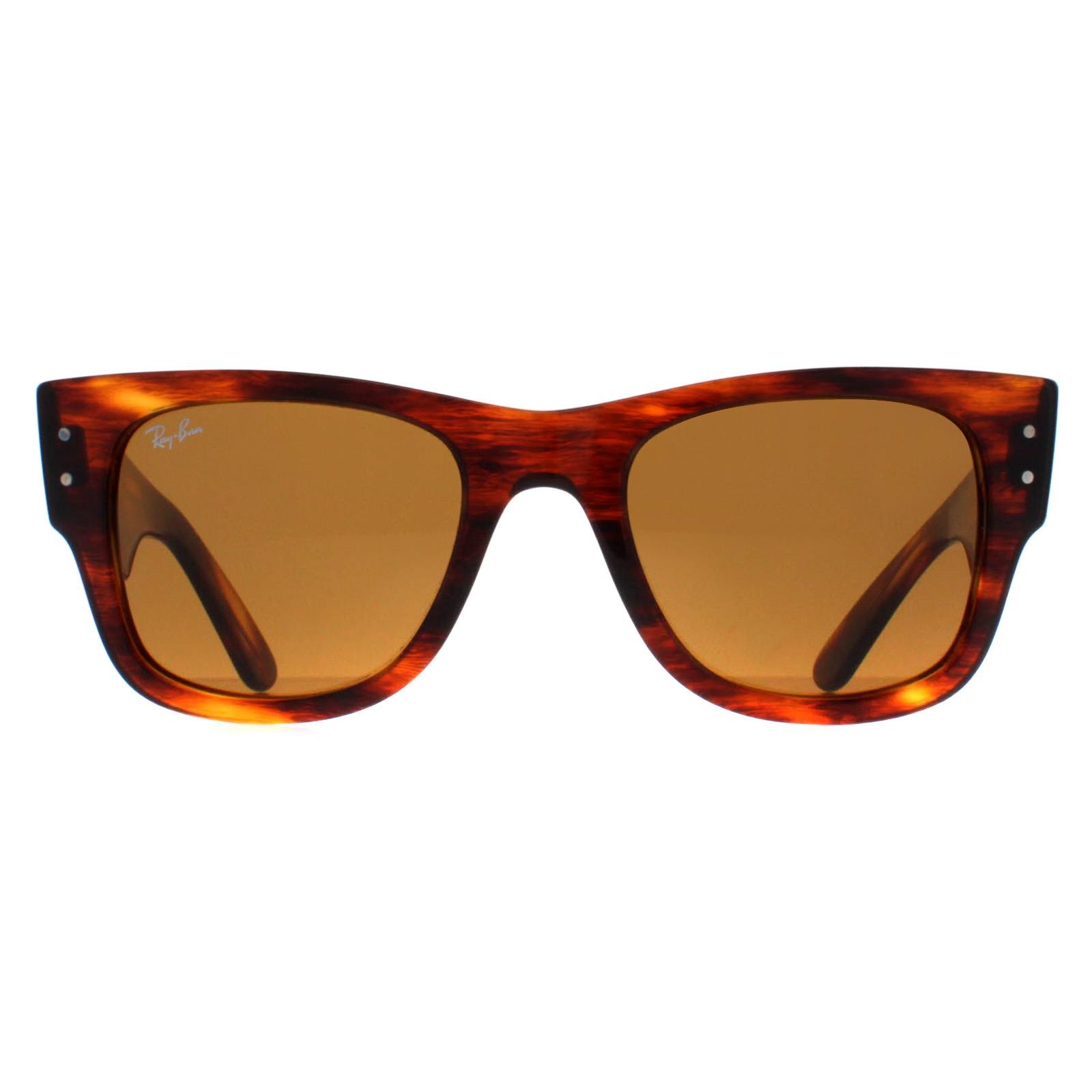 Ray-Ban Square Unisex Polished Striped Havana Brown RB0840S Mega Wayfarer - One Size - Image 2
