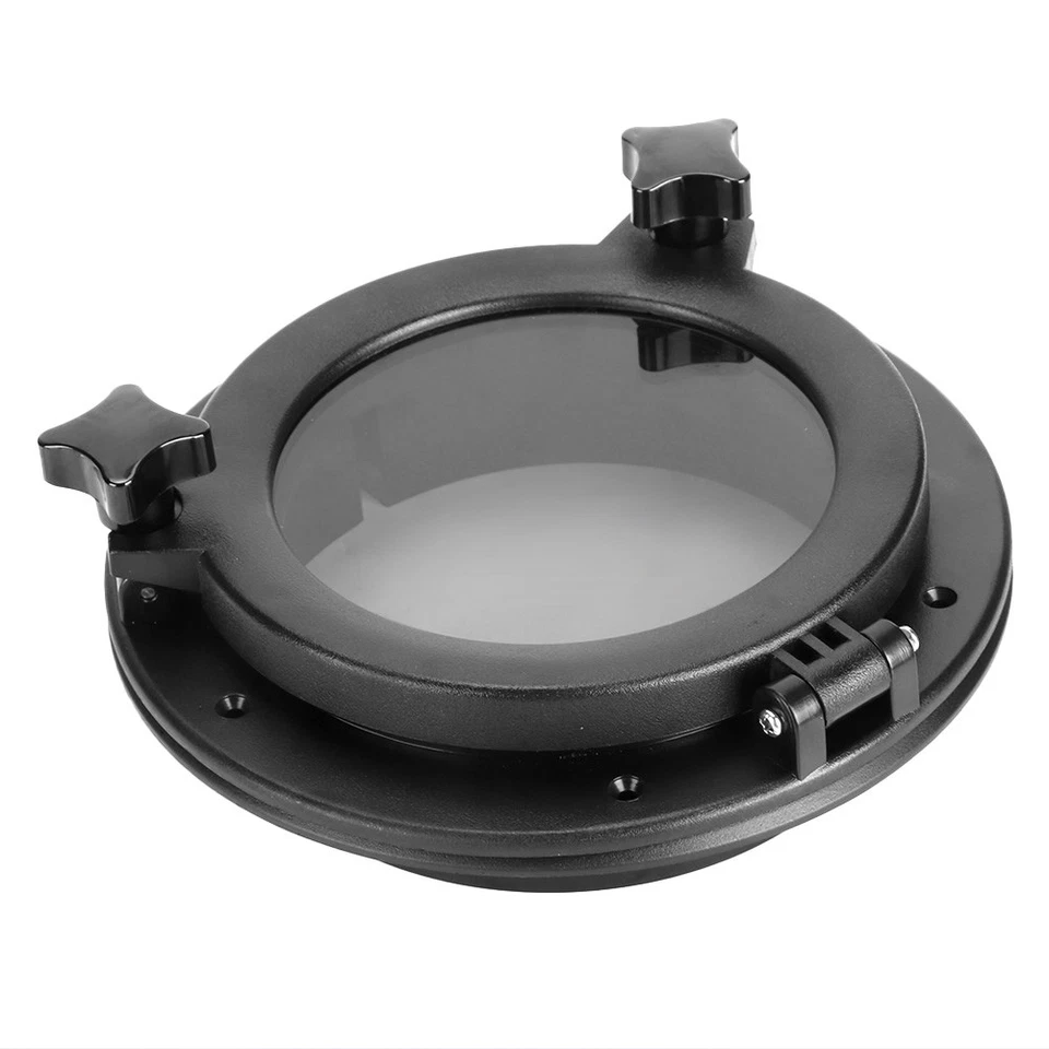 8in Opening Portlight Black Easy Round Shape Installation Universal For RV Boat - Image 3 of 4
