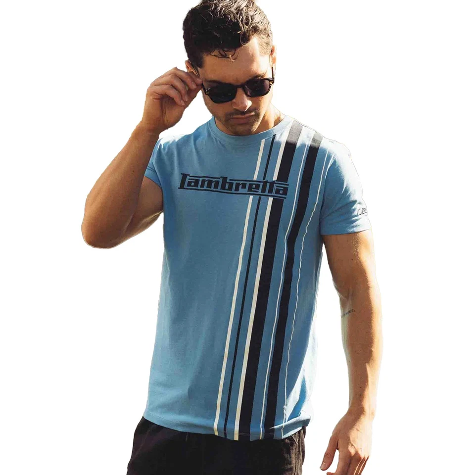 Lambretta  Camiseta SS25 Raya de Carreras para Hombre (LB243) UTLB243_45 - Imagen 3 de 3