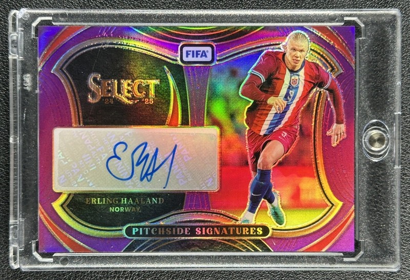 ERLING HAALAND 2024-25 PANINI SELECT FIFA #PS-EH PITCHSIDE AUTO PURPLE 34/49