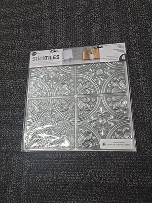 ROOMMATES StickTiles Peel & Stick Faux Tin Tiles 4 Peel And Stick Tiles For Pack
