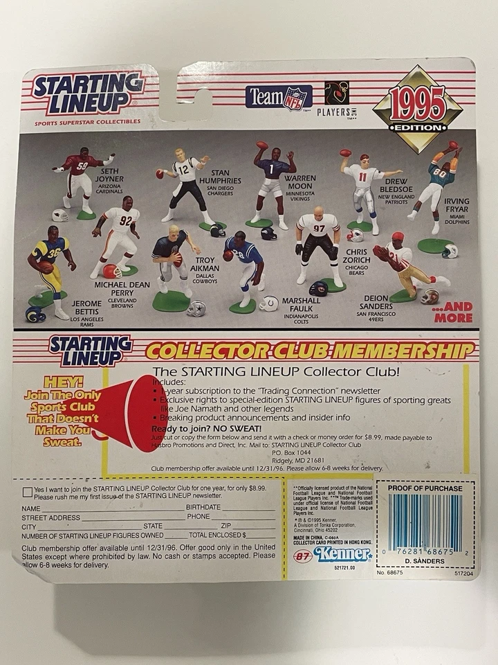 Kenner 1995 NFL alineación inicial Deion Sanders original nuevo en caja San Francisco Foto 3 de 4