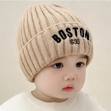 Winter Baby Hat Fashion Letter Pattern Knit Beanie Warm Cap 0-4yrs
