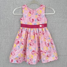 Hello Kitty Dress Girls XS 4/5 Pink Sleeveless Bow Rainbow Tulle Party Sanrio