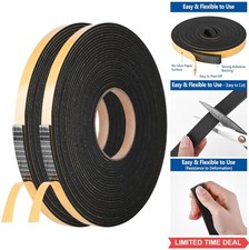 Adhesive Foam Tape 1/2 Inch x 1/4 Inch x 42 Feet Weather Stripping Seal for