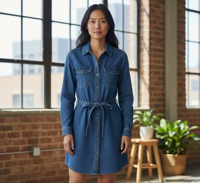Adriano Goldschmied Women's S Heritage Denim Dress Blue Button Up NWOT