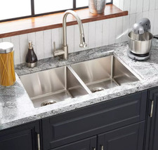 New Stainless Steel 33" Ortega Double-Bowl Sink - Single-Hole by Signature
