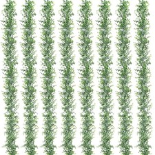 Dolicer 8 Pack Faux Eucalyptus Greenery Garland 48ft Artificial Leaves Vine Wedd