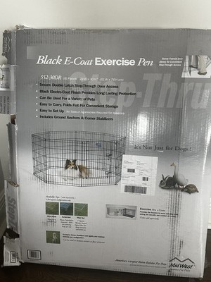 MidWest Wire Dog Exercise Pen with Step-Thru Door, Black E-Coat (24WX30H)