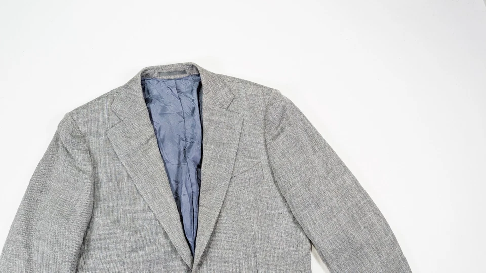 SuitSupply Lazio Wool Silk Linen Herringbone Suit Jacket Size 38R - Image 2 of 4