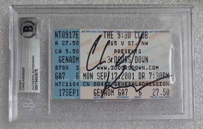 CHAD KROEGER SIGNED SLABBED BECKETT BAS COA MUSIC AUTOGRAPHED NICKELBACK BAND