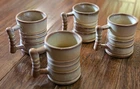 Lot of 4 Vintage Frankoma Pottery Desert Gold Tan/Brown Coffee Mugs Cups