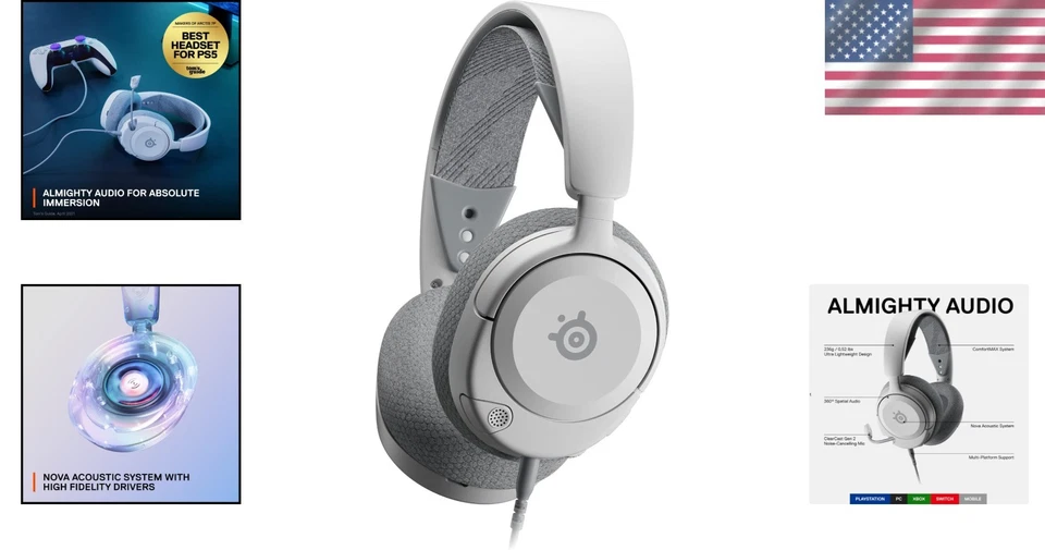 Hi-Fi Drivers Gaming Headphones - 360° Spatial Audio - White - Image 2 of 4