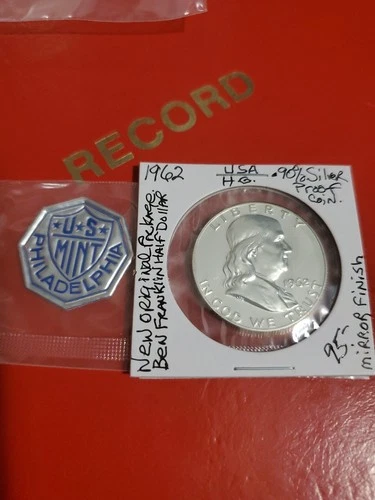 1962 .90% Silver Benjamin Franklin Half Dollar Proof, Original Packaging US Mint