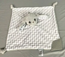 BooginHead Gray White Chevron Bunny Rabbit Security Blanket Teether Knotted Baby