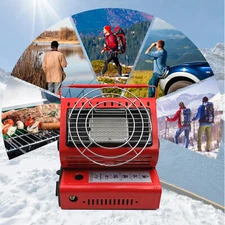 Red Portable Dual Purpose Stove Gas Heater Cooking Burner Outdoor Camping Tent