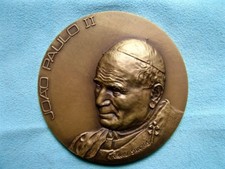 MEDAGLIA PAPA GIOVANNI PAOLO II° BRONZO  SPL  2OO GR.  GROSSO CALIBRO Ø 8