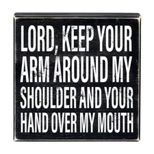 Rustic Funny Wooden Boxed Sign Wood Boxes 8in SQ x 1.75in D Lord Keep Pack of 2