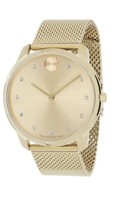 Brand New Movado Bold Thin Men s Gold Tone Stainless Steel Quartz Watch 3600903