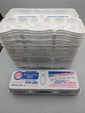 Lot of 25 Empty White Styrofoam Egg Cartons 12 Eggs Holder Extra Large Used