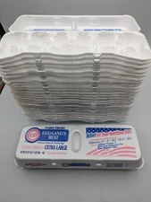 Lot of 25 Empty White Styrofoam Egg Cartons 12 Eggs Holder Extra Large Used