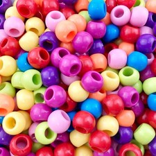 400 Glossy Multicolor Acrylic Large Hole Beads 10mm with 4.8mm Hole