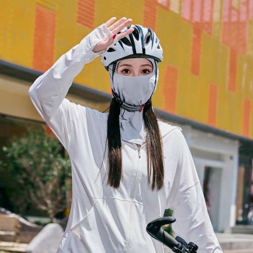 with Shawl Mask Cap Ice Silk Pullover Cap New Helmet Cap Summer - Picture 4 of 15