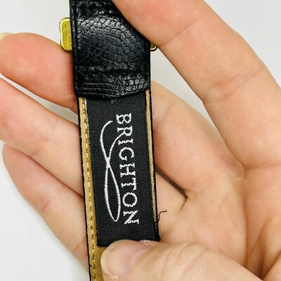 BRIGHTON Classics Reptile Leather Belt Black Gold Buckle  display picture 1