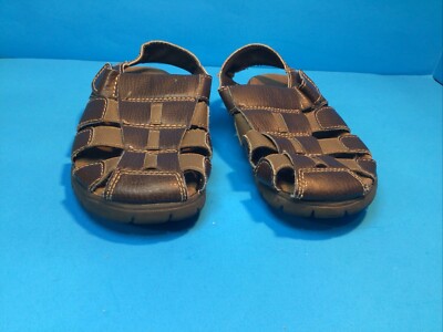 SmartFit Leather Collection Brown Kid's Skid Resistant Sandals Youth Size 2