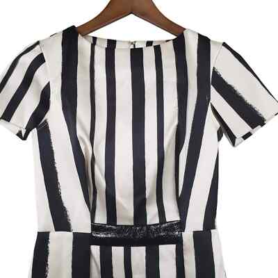 NEW! TopShop Stripe A Line Dress - Black White Cap Sleeve - Women 2 | eBay