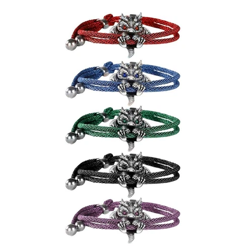 Handmade Multicolor Braided Rope Dragon Bracelet Unisex Men Women Gifts Jewelry