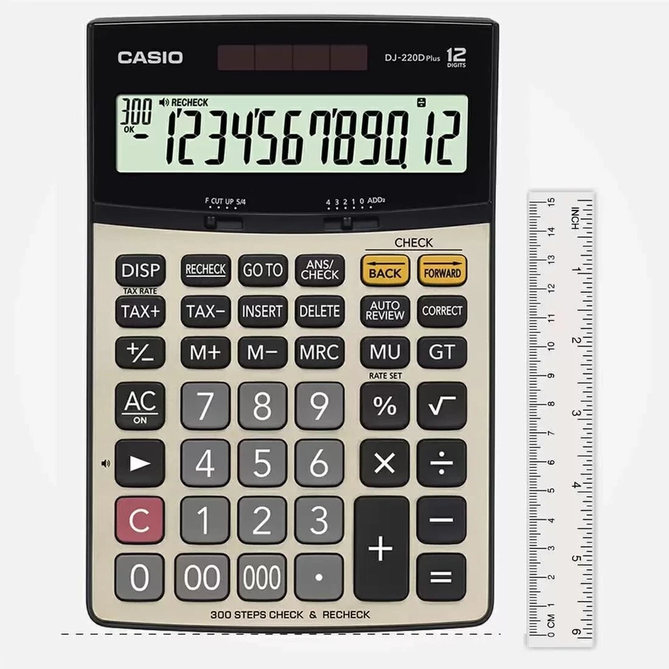 Casio DJ-220D Plus 300 Steps Check & Correct Premium Desktop Calculator 12 Digit - Image 3 of 4