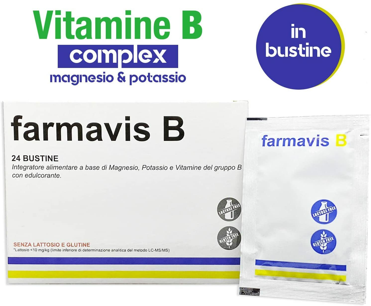 VITAMINA B complex B1 B, B3 B5 B6 B12 e Acido Folico con MAGNESIO E POTASSIO