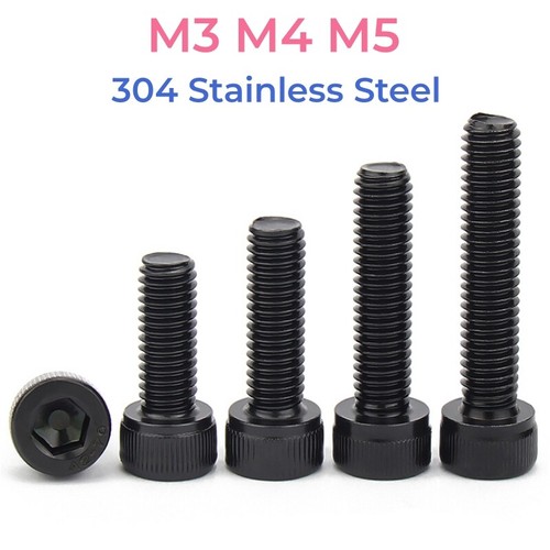 Black 304 Stainless Steel M1.4 M1.6 M2 M2.5 M3 All Full Thread Hexagon Hex Socket Cap Allen Head Screw Bolt Din912 Length 3 30mm I.1093815908
