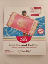 Justice Inflatable Mesh Hammock Pool Float Converts to Chair Saddle PINK NEW