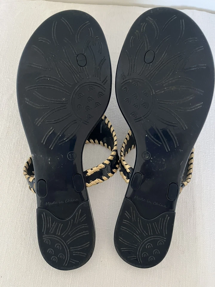 Sandalias Jack Rogers Alana Jelly Chanclas Azul Marino Dorado Borla Para Mujer Talla 11” Foto 3 de 3