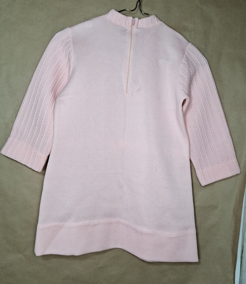 Rare Vtg 70s Charism By Little Wonders Pink Knit Dress Size 12 View 2